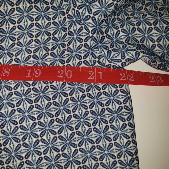 Max Edition Women Blouse Blue White Geometric Long Sleeve Peasant Top Size Small - Picture 8 of 14